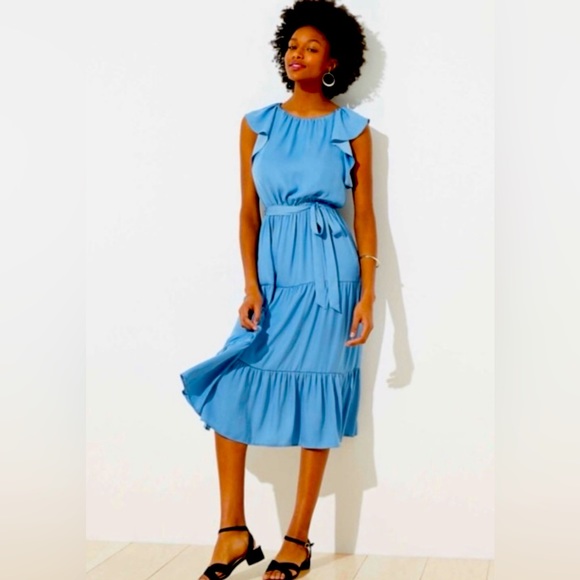 LOFT Dresses & Skirts - Loft Ruffle Tiered Midi Dress